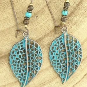 Flower and Lattice Leaf Earrings